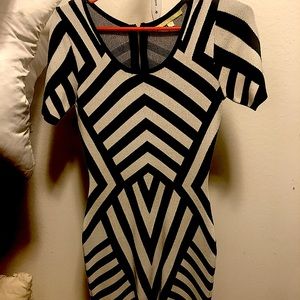 Gianni Bini Fitted Black and White Dress